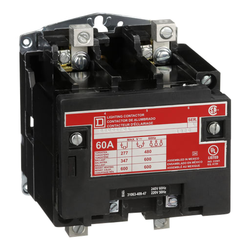 Square-D / Schneider - Square D 8903SPO1V03 220/240 VAC 60 Amp 2-Pole Open Type Electrically Held Lighting Contactor