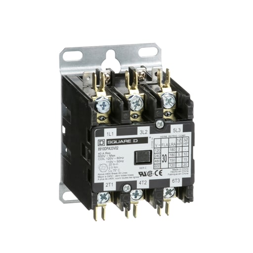 Square-D / Schneider - Square D 8910DPA33V02Y239 110/120 VAC 30 Amp 3-Pole NEMA 1 Non-Reversing Definite Purpose Contactor