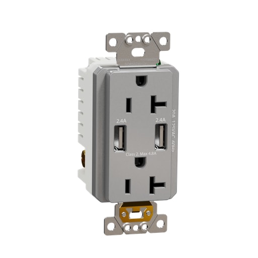 Square-D / Schneider - SQD SQR55241GY USB charger + socket