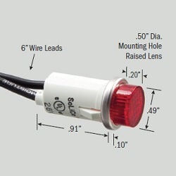 Selecta Switch - Selecta Products SL53415-6-BG 1/2 Inch 125 VAC Red Neon Raised Indicator Light