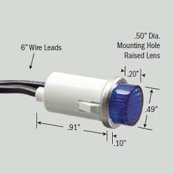 Selecta Switch - SEL SL53412-6-BG INDICATOR LIGHT, NEON, 1/2" OD, RAISED BLUE LENS, 125 VOLT 25K HRS LAMP