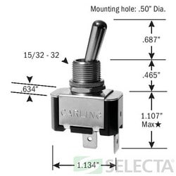 Selecta Switch - Selecta Products SS202P-BG 125/250 VAC 20/10 Amp 1-Pole Maintained Toggle Switch