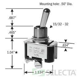Selecta Switch - Selecta Products SS206S-BG 125/250 VAC 20/10 Amp 1-Pole Maintained Toggle Switch
