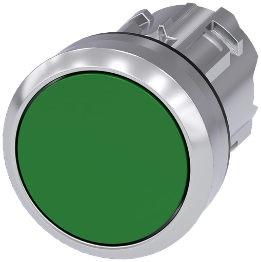 Siemens - Siemens 3SU10500AB400AA0 22 mm Green Metal Flush Momentary Push Button