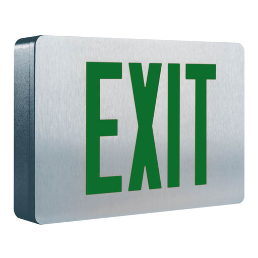 Cooper Lighting - Metalux CX72SD LED, Brushed Aluminum Face and Black Housing, Double Face, Red and Green Letters, Self-Powered, Self-Diagnostics