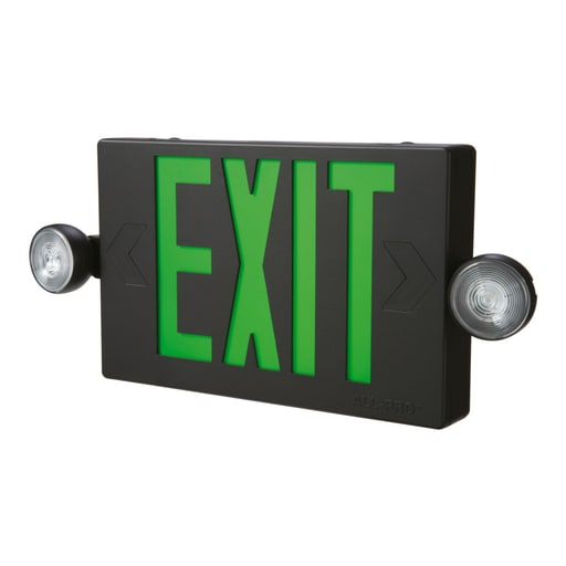 Cooper Lighting - Sure-Lites APC7RBK LED exit emergency combo,red letters,black housing, NiCAD
