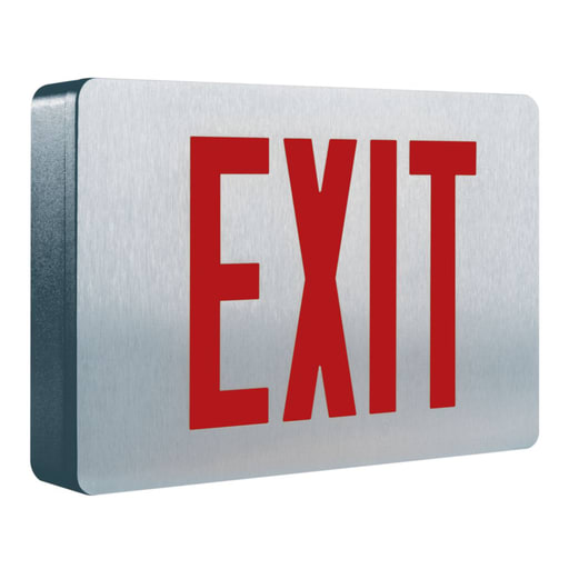 Cooper Lighting - Metalux CX61 LED, Brushed Aluminum Face and Black Housing, Single Face, Red and Green Letters, AC Only