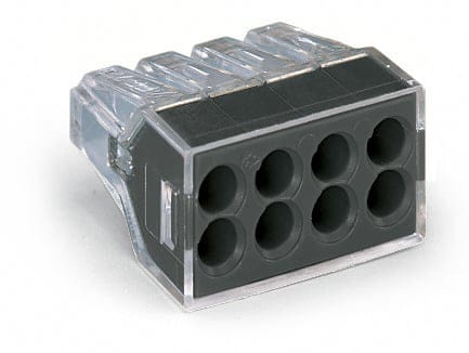Wago - Wago 773-168 PUSH WIRE® 8-Port (DARK GRAY) Junction Box Wire Connector, #18-#12 Solid, #16-#12 Stranded (50/Box)