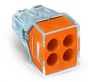 Wago - Wago 773-164 PUSH WIRE® 4-Port (ORANGE) Junction Box Wire Connector, #18-#12 Solid, #16-#12 Stranded (100/Box)