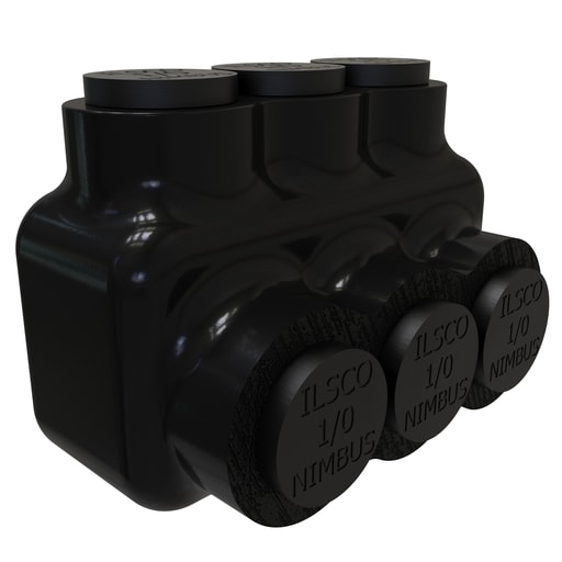 Ilsco - Ilsco PBTS-3-1/0 Nimbus Insulated Aluminum Multi-Tap Connector, Conductor Range 1/0-14, 3 Ports, Single Sided Entry, Tin Plated, UL, CSA