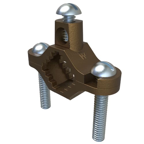 Ilsco - Ilsco BGC-1 Permaground Brass Ground Clamp, Conductor Range 2-10, Pipe Sizes 1/2 to 1in