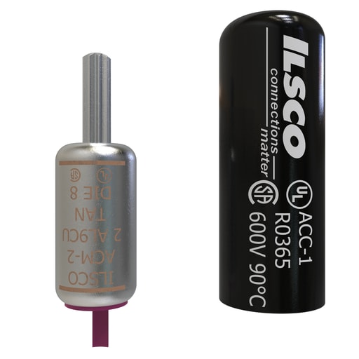 Ilsco - Ilsco ACM-2 Aluminum Compression Pigtail Adaptor, Conductor Size 2, Tin Plated, UL, CSA