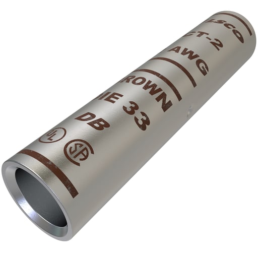 Ilsco - Ilsco CT-2 SureCrimp® Copper Compression Sleeve, Conductor Size 2, Tin Plated, UL, CSA