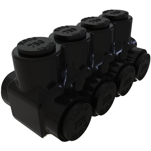 Ilsco - Ilsco PBTD-4-750 Nimbus Insulated Aluminum Multi-Tap Connector, Conductor Range 750-250, 4 Ports, Dual Sided Entry, Tin Plated, UL, CSA