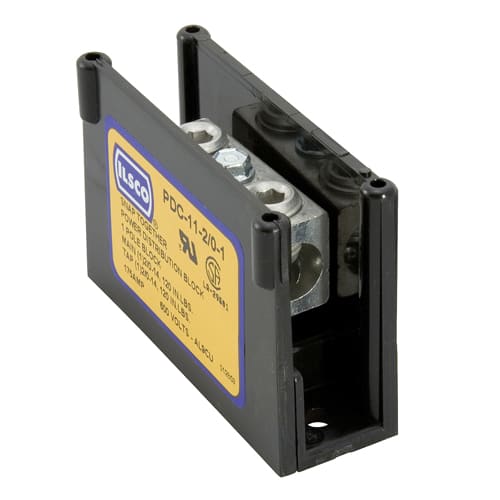 Ilsco - Ilsco PDC-11-2/0-1 Power Distribution Block, Modular Design, Dual Rated, Line Conductor Range 2/0-14, Load Range 2/0-14, 1 Port Per Pole Line Side, 1 Port Per Pole Load Side, 1 Pole, UL, CSA