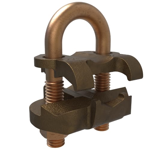 Ilsco - Ilsco GPL-6 Permaground Copper U-Bolt Ground Clamp, Conductor Range 250-2/0 Sol, Pipe Size 3/8in, Ground Rod Sizes 5/8 to 3/4in, Rebar Size #6, UL, CSA