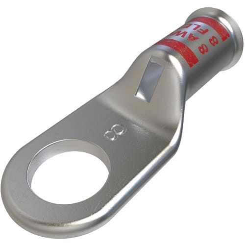 Ilsco - Ilsco CCL-8-14 Copper Compression Lug, Conductor Size 8, 1 Hole, 1/4in Bolt Size, Standard Barrel, Sight Window, Tin Plated, UL, CSA