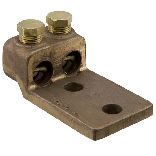 Ilsco - Ilsco H2L-50-2N Cast Bronze Mechanical Lug, Conductor Range 500-300, 2 Ports, 2 Holes, 1/2in Bolt Size, UL