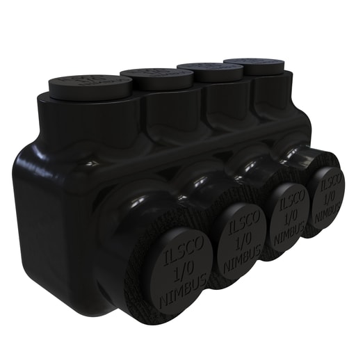 Ilsco - Ilsco PBTS-4-1/0 Nimbus Insulated Aluminum Multi-Tap Connector, Conductor Range 1/0-14, 4 Ports, Single Sided Entry, Tin Plated, UL, CSA