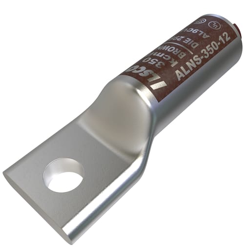Ilsco - Ilsco ALNS-350-12 SureCrimp® Aluminum Compression Lug, Conductor Size 350, 1 Hole, 1/2in Bolt Size, Long Barrel, No Sight Window, Tin Plated, UL, CSA