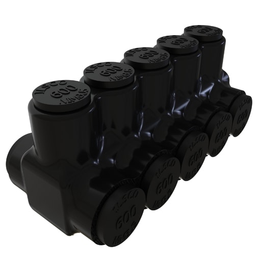 Ilsco - Ilsco PBTD-5-500 Nimbus Insulated Aluminum Multi-Tap Connector, Conductor Range 600-4, 5 Ports, Dual Sided Entry, Tin Plated, UL, CSA