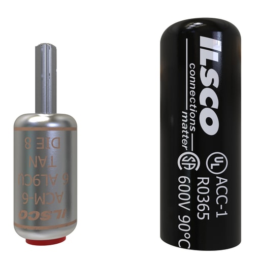 Ilsco - Ilsco ACM-6 Aluminum Compression Pigtail Adaptor, Conductor Size 6, Tin Plated, UL, CSA