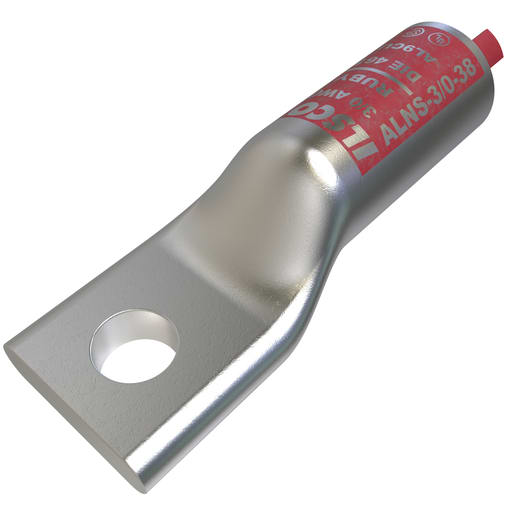 Ilsco - Ilsco ALNS-3/0-38 SureCrimp® Aluminum Compression Lug, Conductor Size 3/0, 1 Hole, 3/8in Bolt Size, Long Barrel, No Sight Window, Tin Plated, UL, CSA