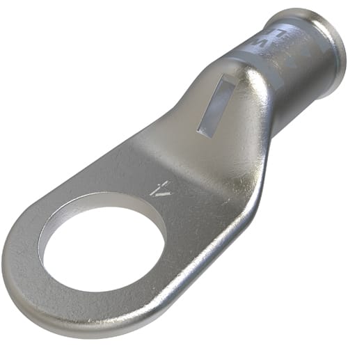 Ilsco - Ilsco CCL-4-38 Copper Compression Lug, Conductor Size 4, 1 Hole, 3/8in Bolt Size, Standard Barrel, Sight Window, Tin Plated, UL, CSA