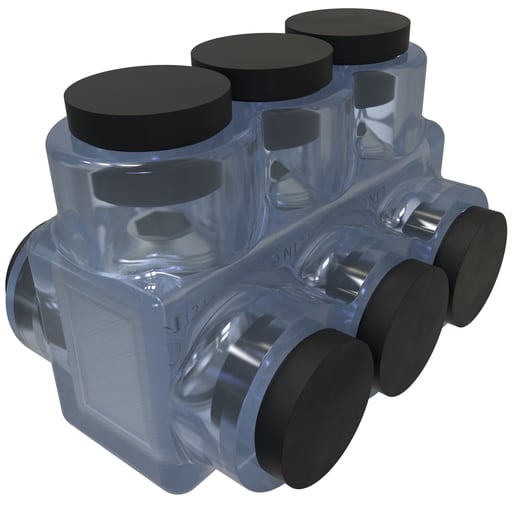 Ilsco - Ilsco ECTD-3-3/0 ClearTap® Insulated Multi-Tap Connector, Dual Sided Entry, 3/0-#6 Conductor Range, 3-Port