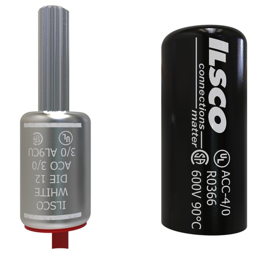 Ilsco - Ilsco ACO-3/0 Aluminum Compression Pigtail Adaptor Offset, Conductor Size 3/0, Tin Plated, UL, CSA
