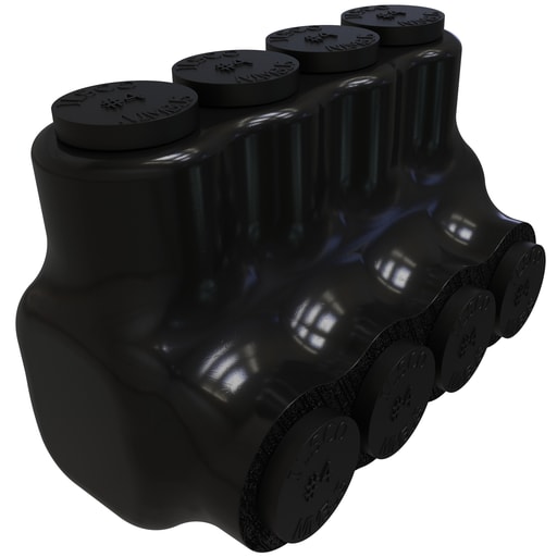 Ilsco - Ilsco PBTS-4-4 Nimbus Insulated Aluminum Multi-Tap Connector, Conductor Range 4-14, 4 Ports, Single Sided Entry, Tin Plated, UL, CSA
