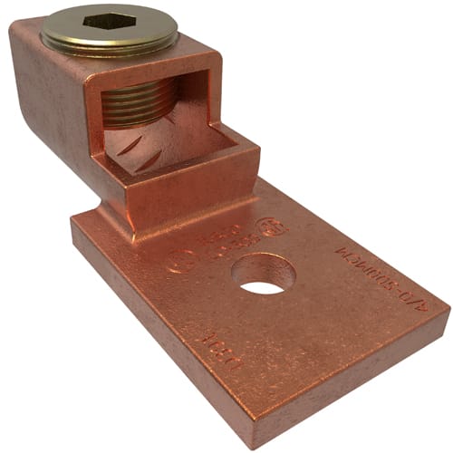 Ilsco - Ilsco LO-500 Copper Mechanical Lug, Conductor Range 500-4/0, 1 Port, 1 Hole, 3/8in Bolt Size, Seamless, UL, CSA