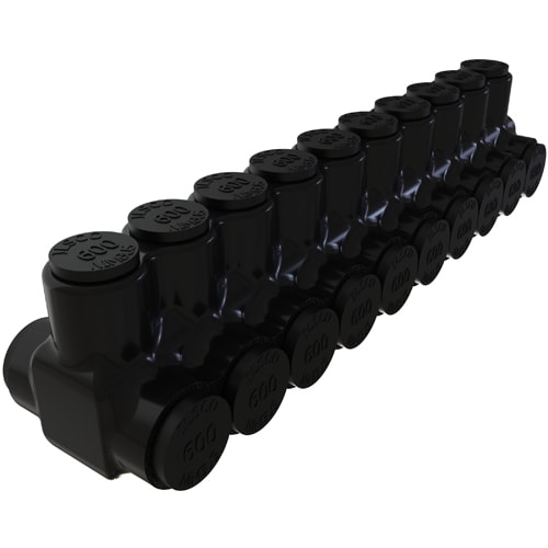 Ilsco - Ilsco PBTD-10-500 Nimbus Insulated Aluminum Multi-Tap Connector, Conductor Range 600-4, 10 Ports, Dual Sided Entry, Tin Plated, UL, CSA