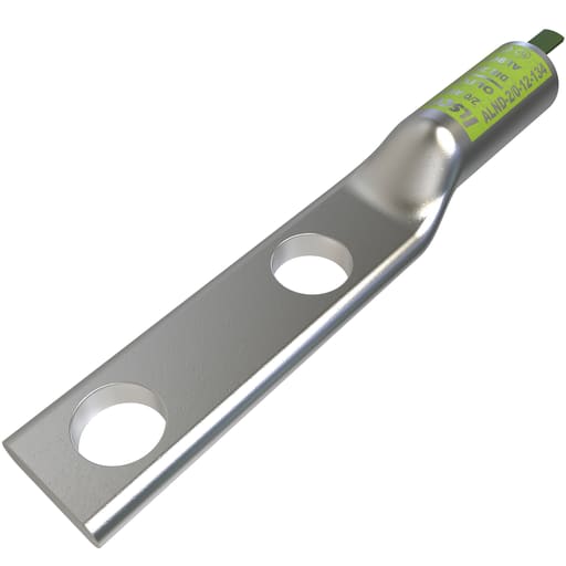 Ilsco - Ilsco ALND-2/0-12-134 SureCrimp® Aluminum Compression Lug, Conductor Size 2/0, 2 Holes, 1/2in Bolt Size, 1-3/4in Hole Spacing, Long Barrel, No Sight Window, Tin Plated, UL, CSA