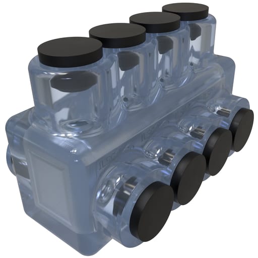 Ilsco - Ilsco ECTD-4-4 ClearTap® Insulated Multi-Tap Connector, Dual Sided Entry, #4-#14 Conductor Range, 4-Port