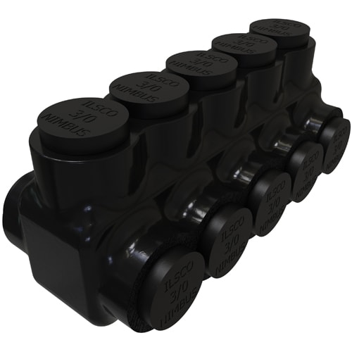 Ilsco - Ilsco PBTD-5-3/0 Nimbus Insulated Aluminum Multi-Tap Connector, Conductor Range 3/0-6, 5 Ports, Dual Sided Entry, Tin Plated, UL, CSA
