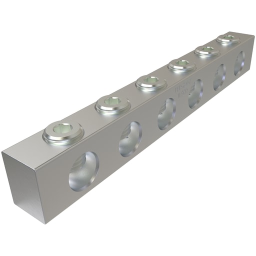 Ilsco - Ilsco PED-6-2/0-Z Aluminum Multi-Tap Connector, Dual Rated, Conductor Range 2/0-14, 6 Ports, UL