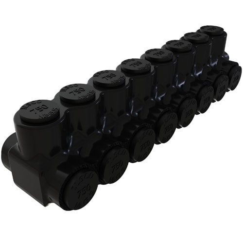 Ilsco - Ilsco PBTD-8-750 Nimbus Insulated Aluminum Multi-Tap Connector, Conductor Range 750-250, 8 Ports, Dual Sided Entry, Tin Plated, UL, CSA