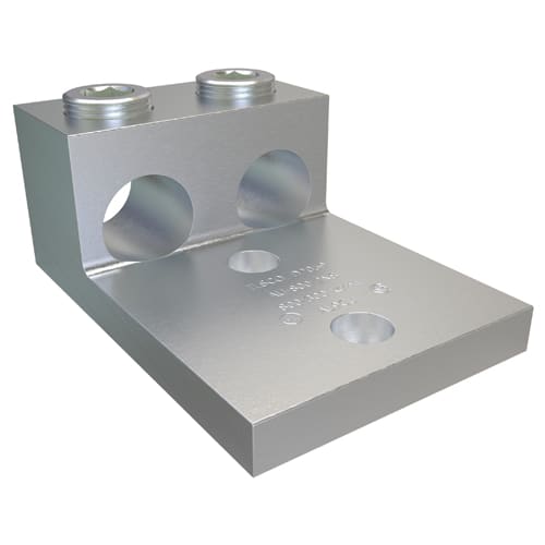 Ilsco - Ilsco AU-800-2NS Aluminum Mechanical Lug, Conductor Range 800-300, 2 Ports, 2 Holes, 1/2in Bolt Size, 1-3/4in Hole Spacing, Tin Plated, UL, CSA