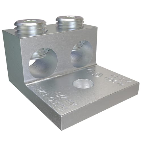 Ilsco - Ilsco AU-2/0 Aluminum Mechanical Lug, Conductor Range 2/0-14, 2 Ports, 1 Hole, 1/4in Bolt Size, Tin Plated, UL, CSA