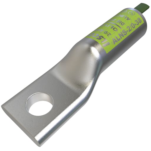 Ilsco - Ilsco ALNS-2/0-38 SureCrimp® Aluminum Compression Lug, Conductor Size 2/0, 1 Hole, 3/8in Bolt Size, Long Barrel, No Sight Window, Tin Plated, UL, CSA