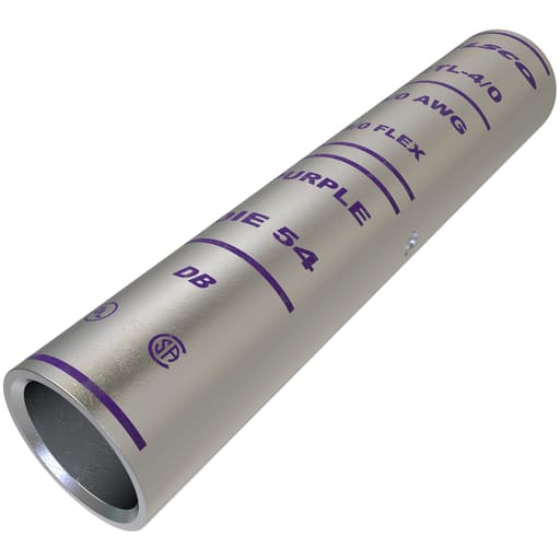 Ilsco - Ilsco CTL-4/0 SureCrimp® Copper Compression Sleeve, Conductor Size 4/0, Long Barrel, Tin Plated, UL, CSA