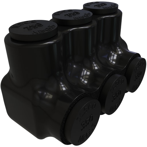 Ilsco - Ilsco PBTS-3-350 Nimbus Insulated Aluminum Multi-Tap Connector, Conductor Range 350-6, 3 Ports, Single Sided Entry, Tin Plated, UL, CSA