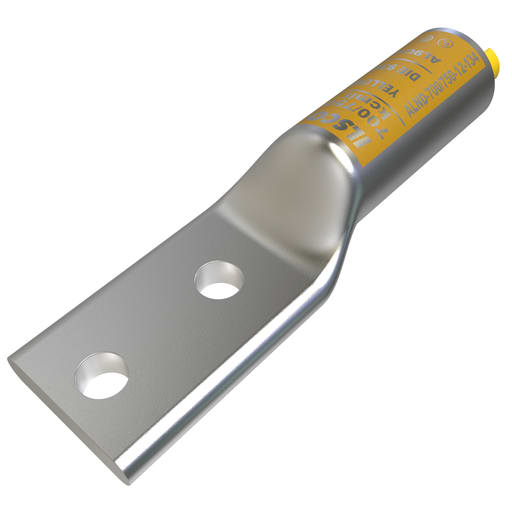 Ilsco - Ilsco ALND-700/750-12-134 SureCrimp® Aluminum Compression Lug, Conductor Size 700/750, 2 Holes, 1/2in Bolt Size, 1-3/4in Hole Spacing, Long Barrel, No Sight Window, Tin Plated, UL, CSA