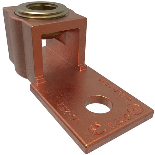 Ilsco - Ilsco LO-250 Copper Mechanical Lug, Conductor Range 250-6, 1 Port, 1 Hole, 3/8in Bolt Size, Seamless, UL, CSA