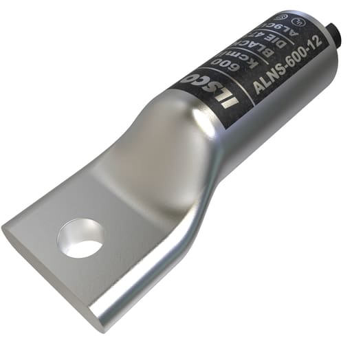 Ilsco - Ilsco ALNS-600-12 SureCrimp® Aluminum Compression Lug, Conductor Size 600, 1 Hole, 1/2in Bolt Size, Long Barrel, No Sight Window, Tin Plated, UL, CSA