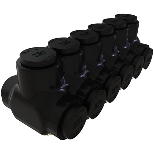 Ilsco - Ilsco PBTD-6-250 Nimbus Insulated Aluminum Multi-Tap Connector, Conductor Range 250-6, 6 Ports, Dual Sided Entry, Tin Plated, UL, CSA