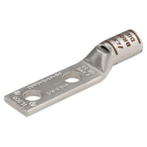 Ilsco - Ilsco CSWD-6-14-58 SureCrimp® Copper Compression Lug, Conductor Size 6, 2 Holes, 1/4in Bolt Size, 5/8in Hole Spacing, Standard Barrel, Sight Window, Tin Plated, UL, CSA