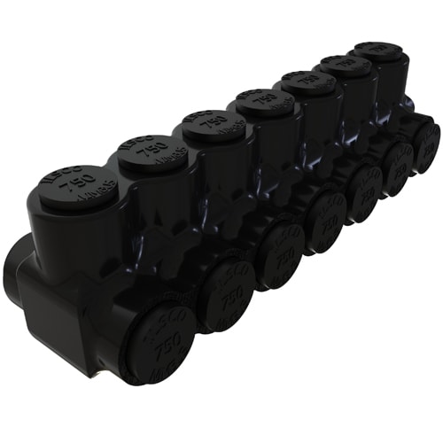 Ilsco - Ilsco PBTD-7-750 Nimbus Insulated Aluminum Multi-Tap Connector, Conductor Range 750-250, 7 Ports, Dual Sided Entry, Tin Plated, UL, CSA