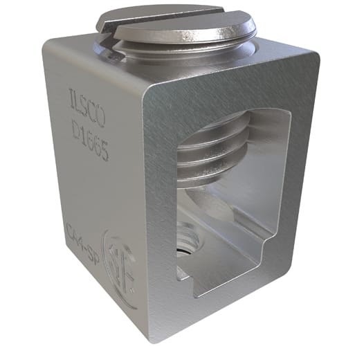 Ilsco - Ilsco CA4SP Aluminum Box-Type Mechanical Lug, Conductor Range 2-14 CU, 2-12 AL, 1 Hole, Square Boss, Tin Plated